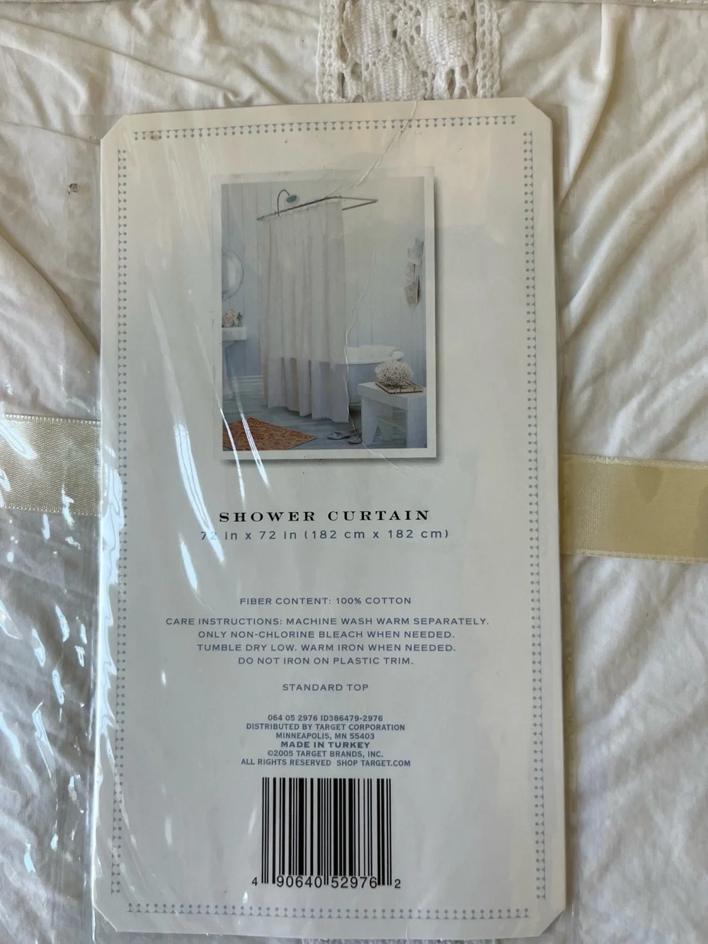 SIMPLY SHABBY CHIC SHOWER CURTAIN - WHITE - NOS - NEW IN SEALED PACKAGE